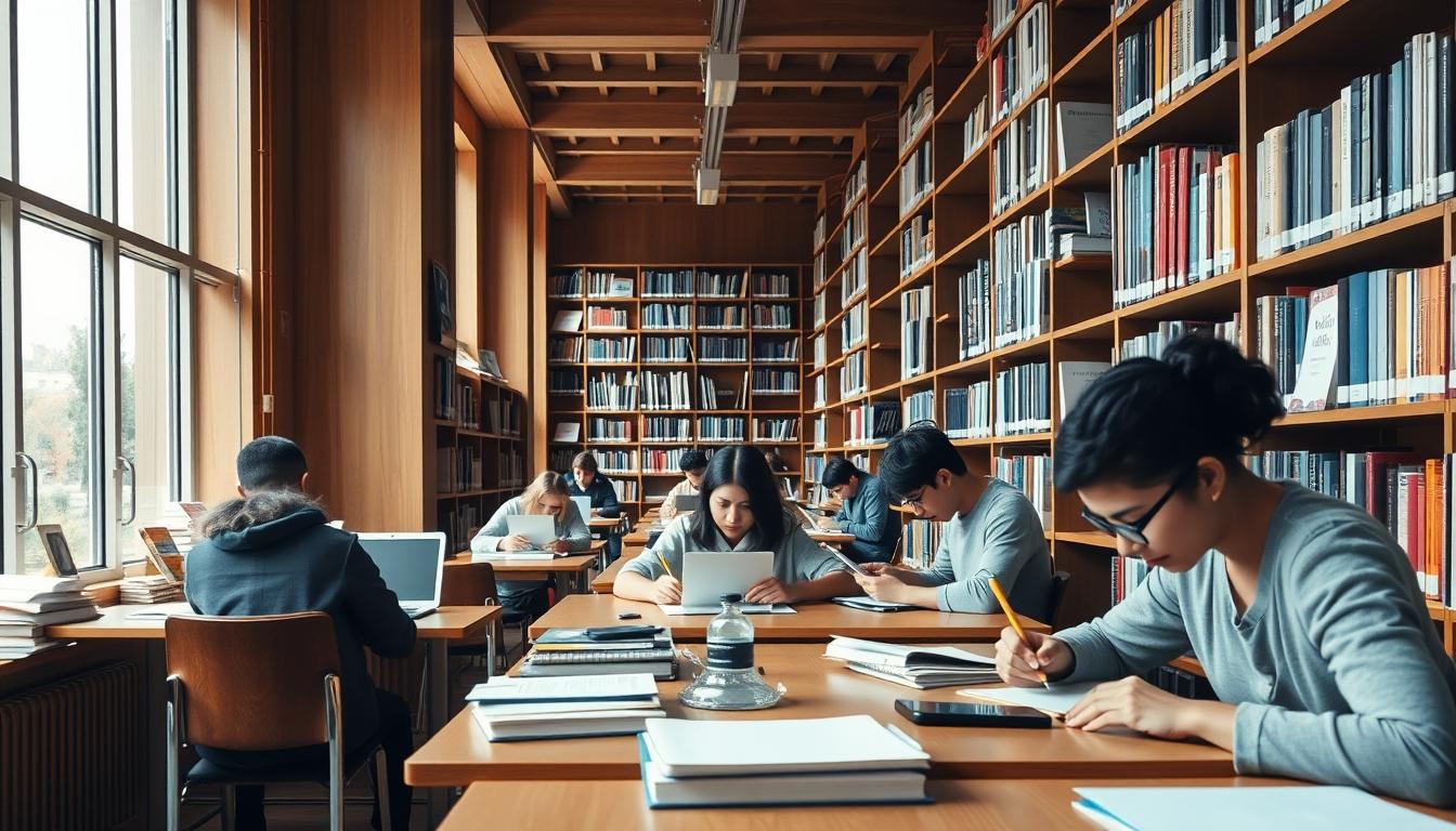 Student using a study guide to organize academic notes